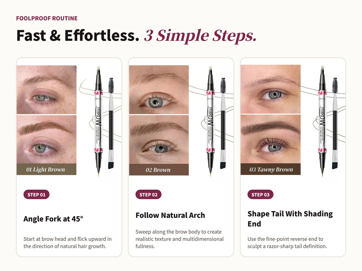 Glowza 2-in-1 Brow Perfection Pen — Swipe, Blend, Slay. Three Simple Rituals.