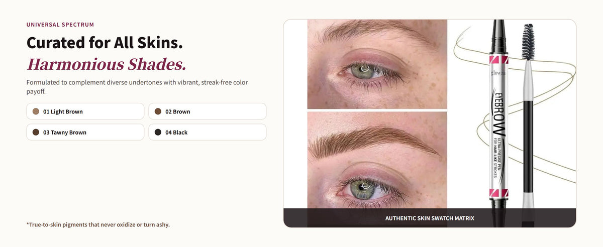 Glowza 2-in-1 Brow Perfection Pen — Curated for All Skins. Harmonious Shades.