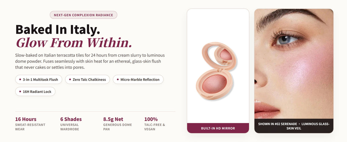 Glowza Baked Highlight Blush — Baked In Italy. Glow From Within.