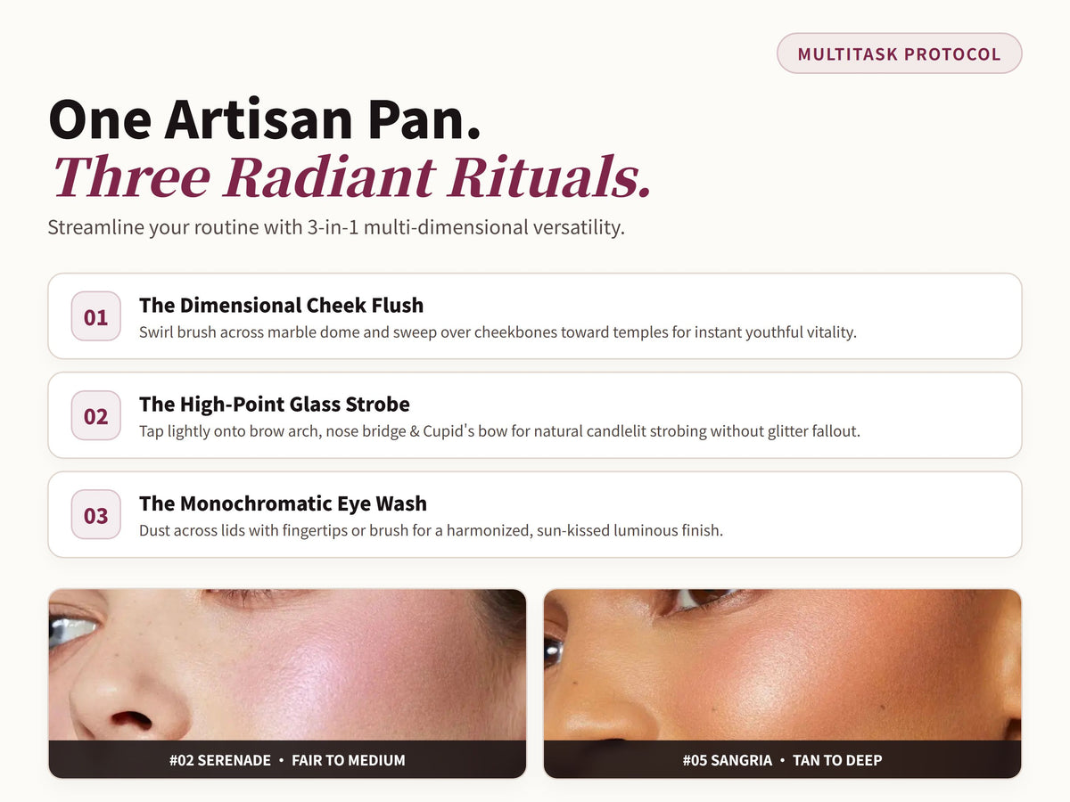 Glowza Baked Highlight Blush — One Artisan Pan. Three Radiant Rituals.