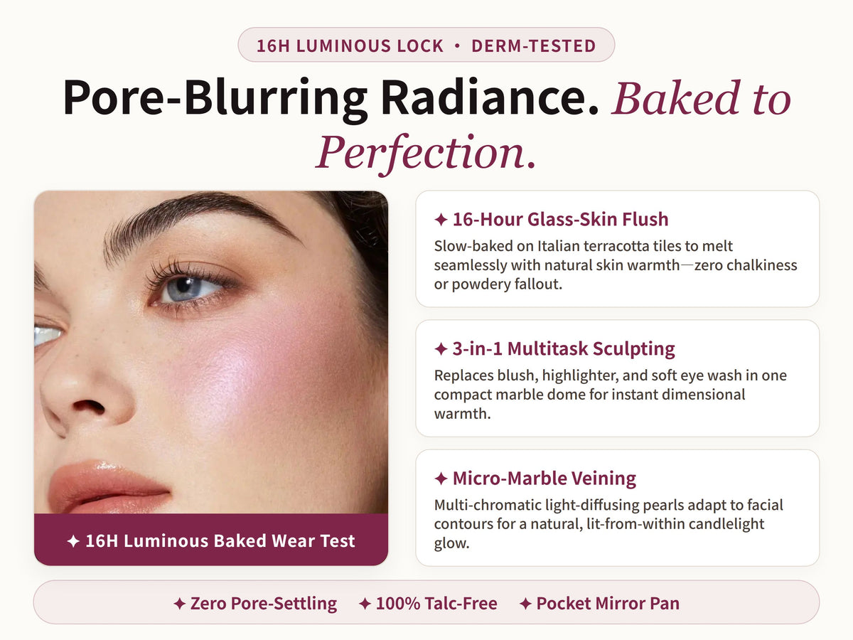Glowza Baked Highlight Blush — 16-Hour Proven Glow. Real Skin. Real Results.