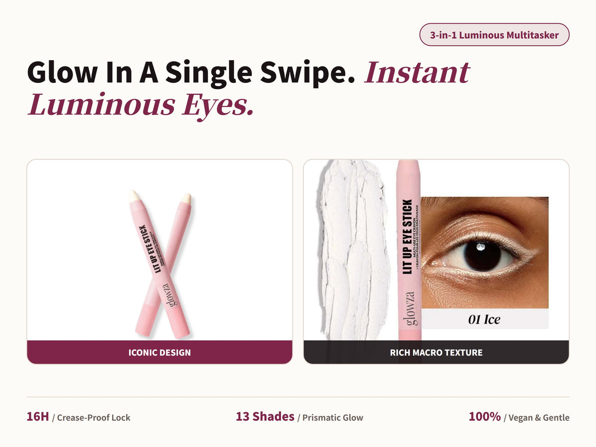 Glowza Dazzle Eye Highlighter Stick — Glow In A Single Swipe. Instant Luminous Eyes.