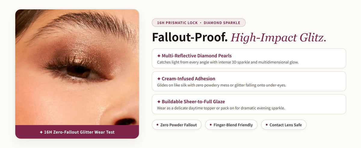 Glowza Diamond Shimmer Eyeshadow — Proven Performance. Real Skin. Real Confidence.