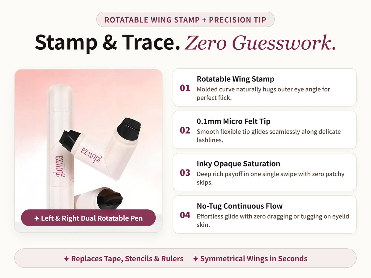 Glowza Flick & Define Wing Liner Stamp — Two Specialized Ends, Zero Stress