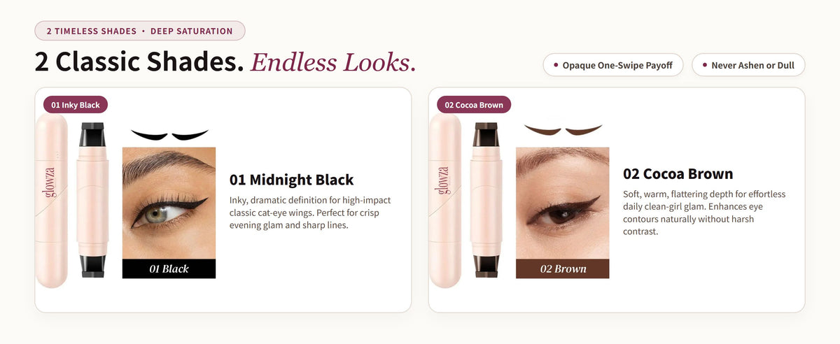Glowza Flick & Define Wing Liner Stamp — Two Iconic Tones, Flawless Impact