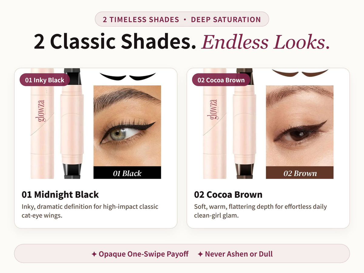 Glowza Flick & Define Wing Liner Stamp — Two Iconic Tones, Flawless Impact