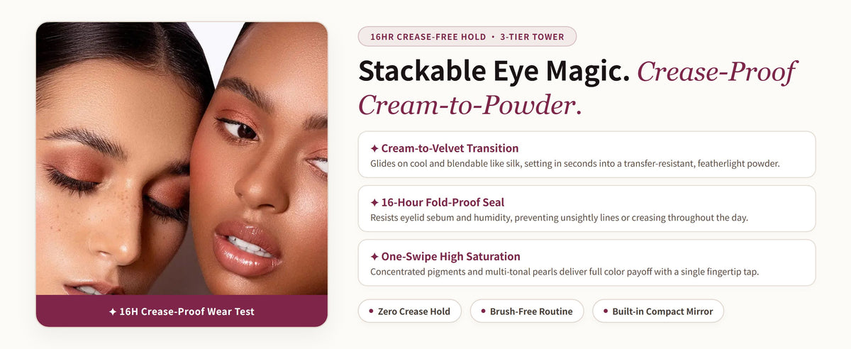 Glowza Gleam Cream Eyeshadow Trio — Proven Performance. Real Skin. Real Confidence.
