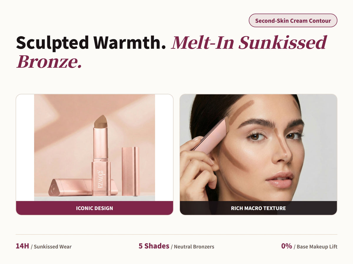 Glowza Glow Sculpt Cream Bronzer Stick — Sculpted Warmth. Melt-In Sunkissed Bronze.