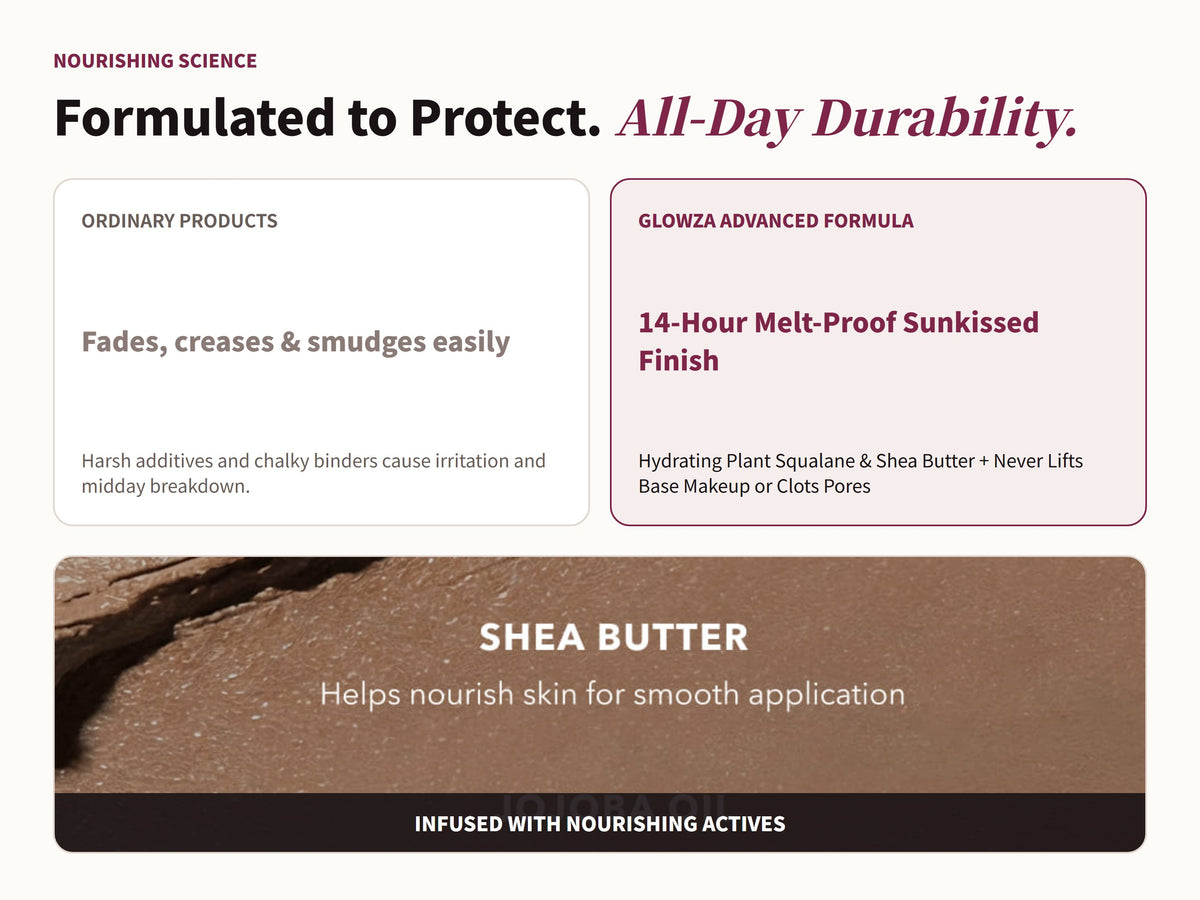 Glowza Glow Sculpt Cream Bronzer Stick — Performance Meets Care. Glowza vs Traditional.