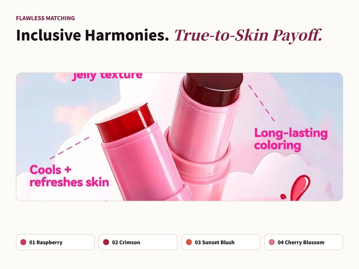 Glowza Jelly Tint Multi-Stick for Lips & Cheeks — Curated for All Skins. Harmonious Shades.