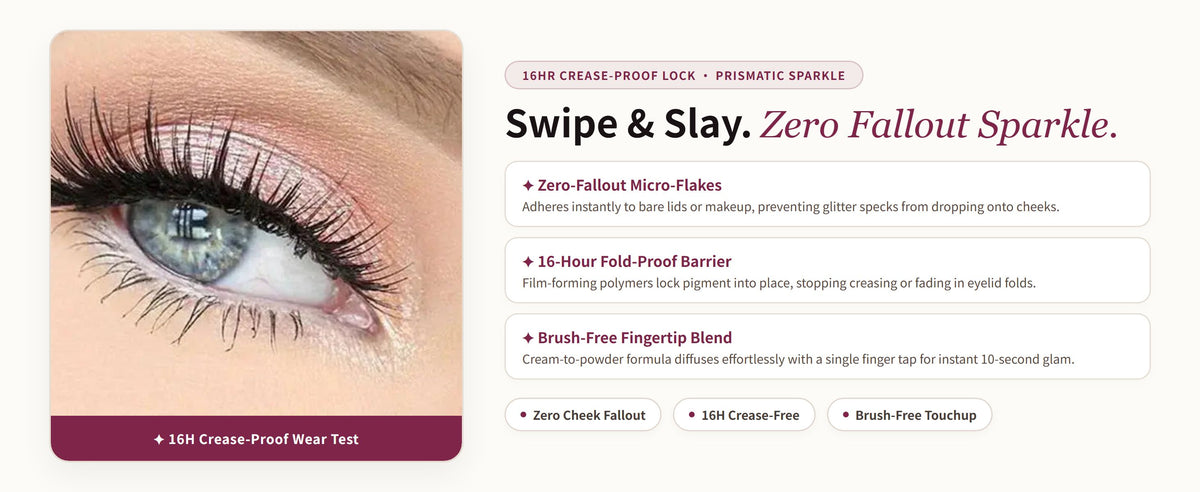 Glowza Long-Wear Glitter Eyeshadow Stick — Proven Performance. Real Skin. Real Confidence.