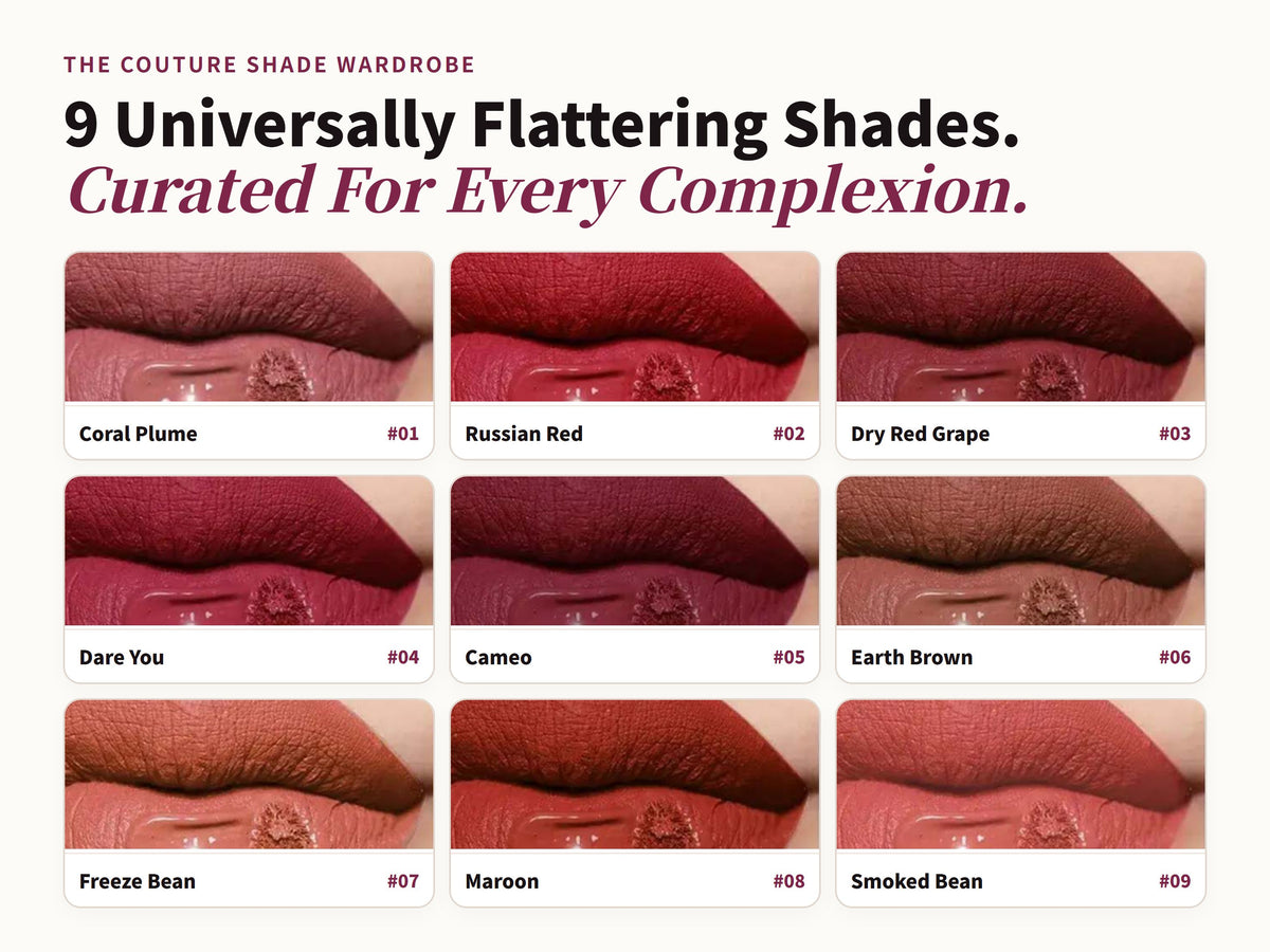 Glowza Long-Wear Matte Lip Gloss — 9 Universally Flattering Shades. Curated For Every Complexion.