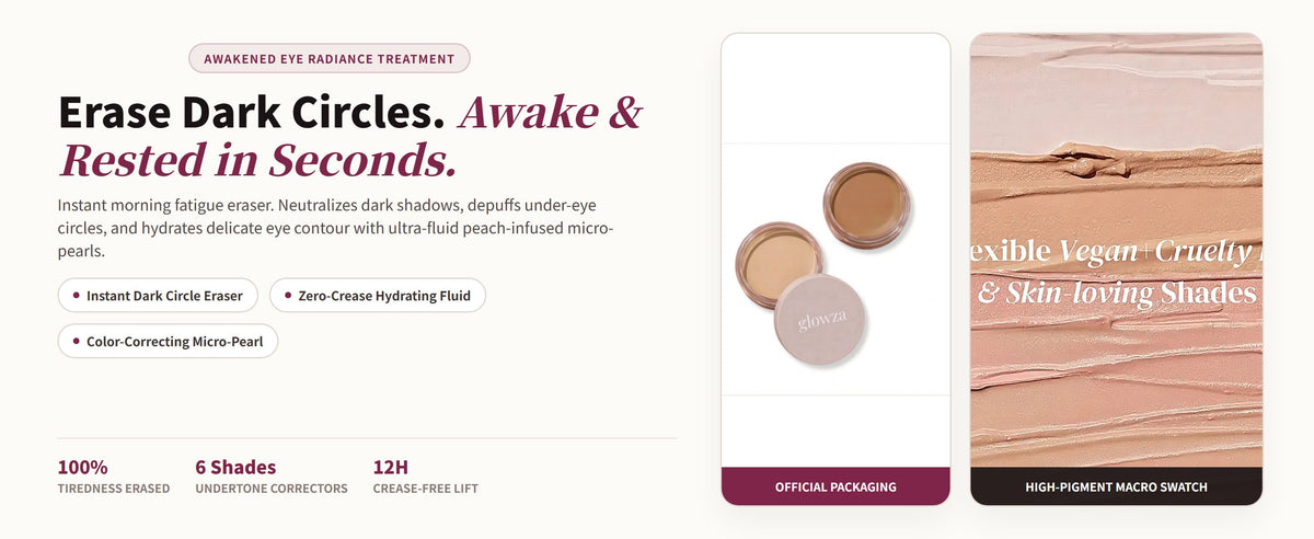 Glowza Under Eye Brightener — Erase Dark Circles. Awake & Rested in Seconds.