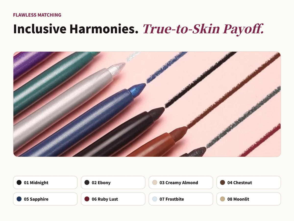 Glowza Waterproof Gel Eyeliner Pencil — Curated for All Skins. Harmonious Shades.