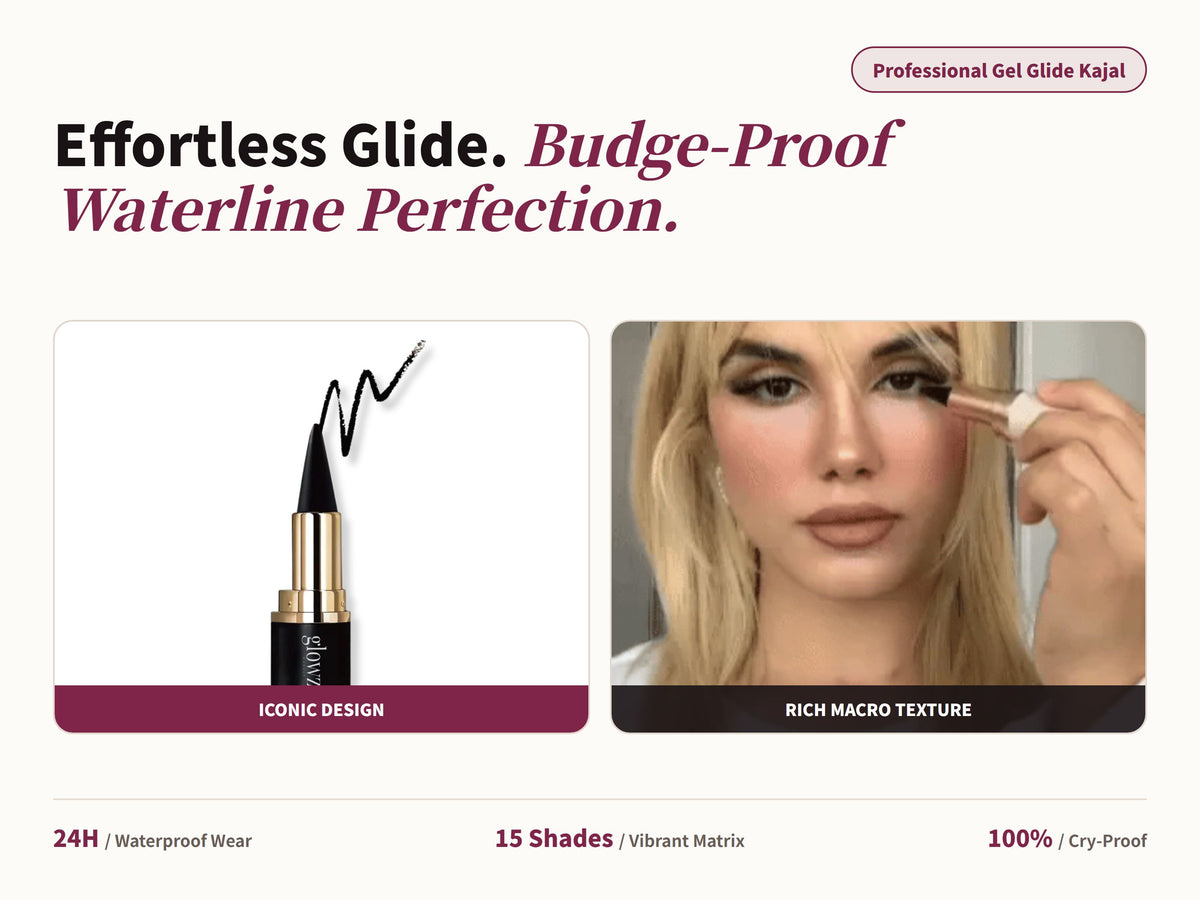 Glowza Waterproof Kajal Eyeliner — Effortless Glide. Budge-Proof Waterline Perfection.