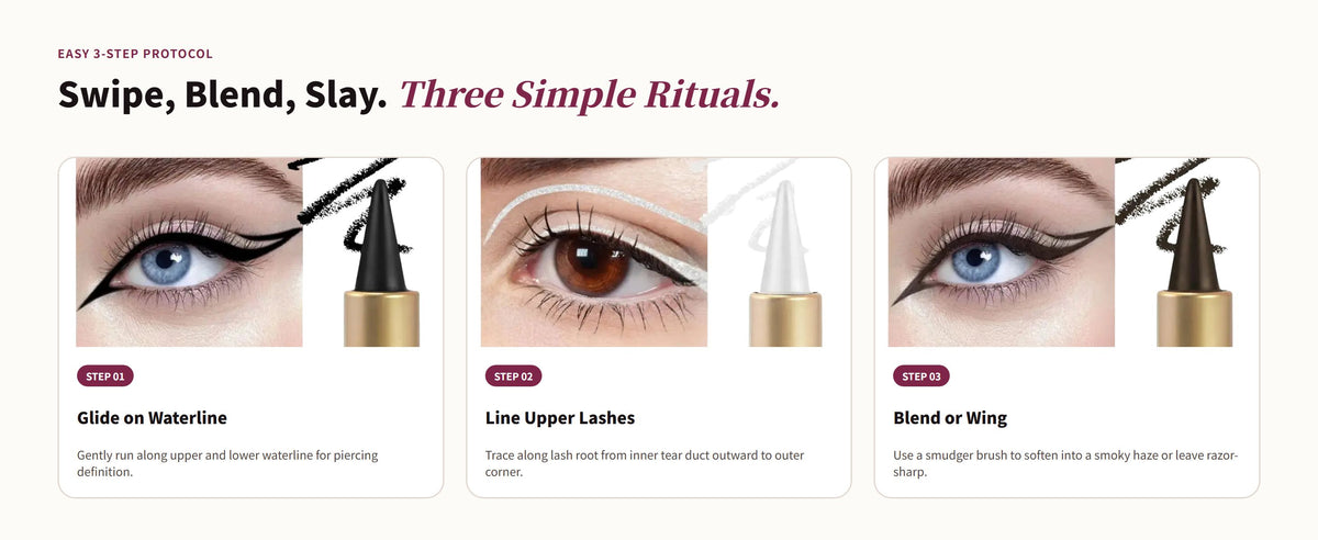 Glowza Waterproof Kajal Eyeliner — Swipe, Blend, Slay. Three Simple Rituals.