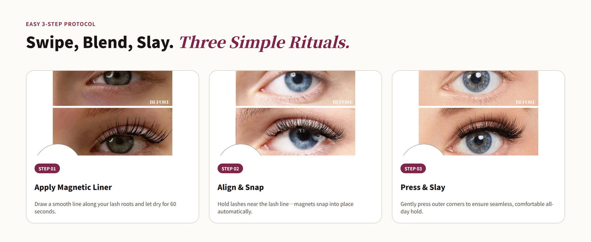 Glowza Winged Magnetic Lashes — Swipe, Blend, Slay. Three Simple Rituals.