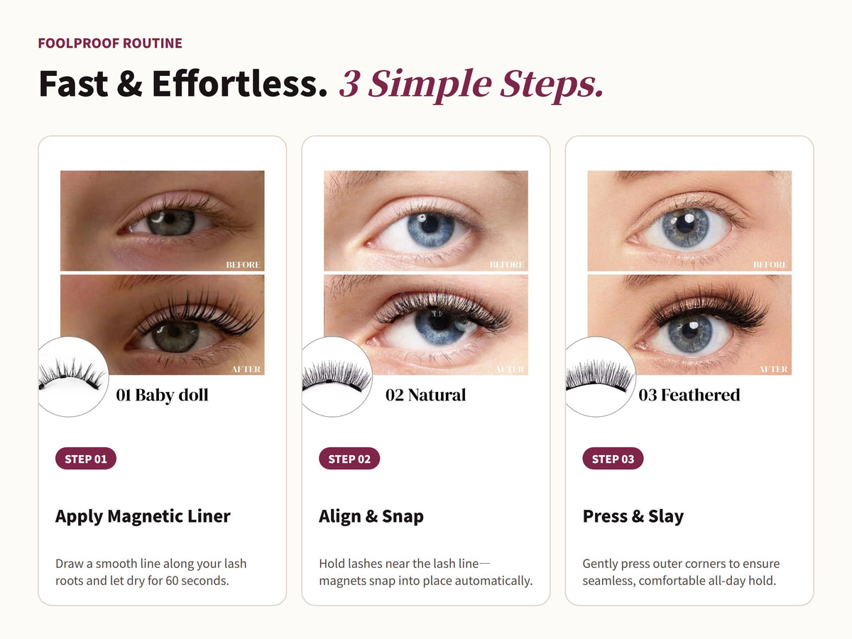 Glowza Winged Magnetic Lashes — Swipe, Blend, Slay. Three Simple Rituals.